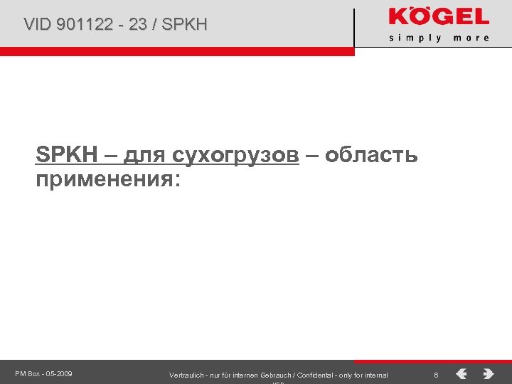 VID 901122 - 23 / SPKH – для сухогрузов – область применения: PM Box