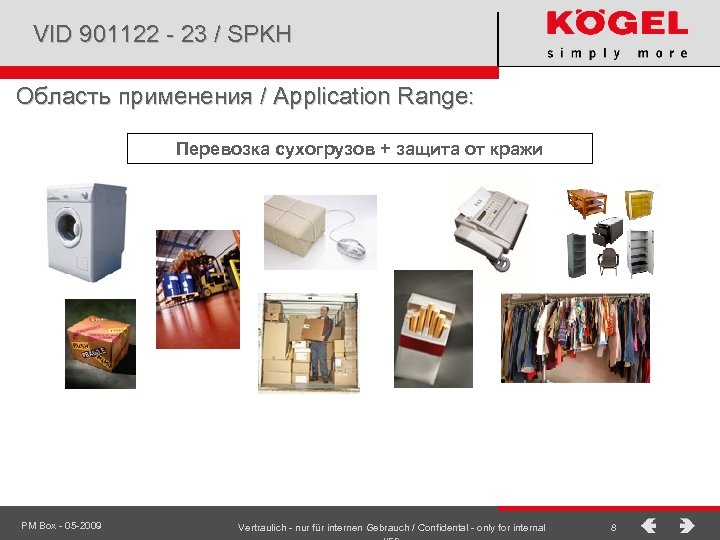 VID 901122 - 23 / SPKH Область применения / Application Range: Перевозка сухогрузов +