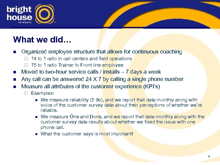 What we did… n Organized employee structure that allows for continuous coaching 14 to