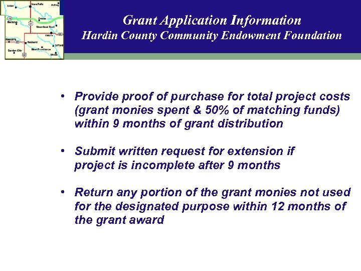 Grant Application Information Hardin County Community Endowment Foundation • Provide proof of purchase for