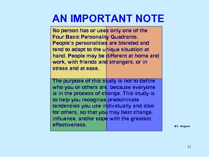 AN IMPORTANT NOTE No person has or uses only one of the Four Basic