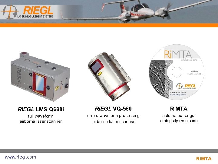 RIEGL LMS-Q 680 i RIEGL VQ-580 Ri. MTA full waveform airborne laser scanner online