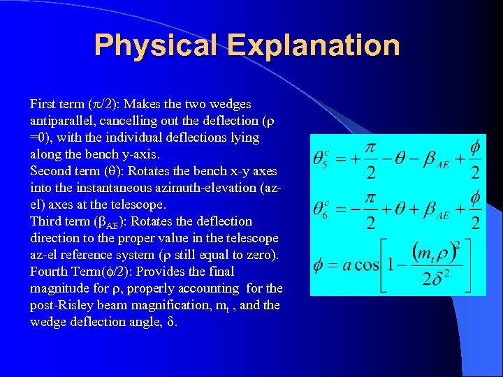 Physical Explanation First term (p/2): Makes the two wedges antiparallel, cancelling out the deflection