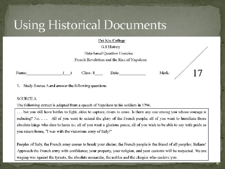 Using Historical Documents 4 
