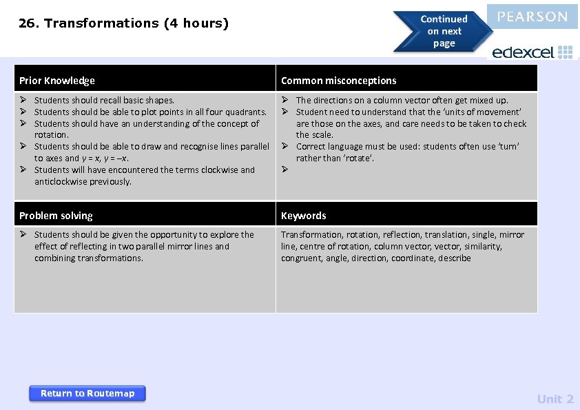 26. Transformations (4 hours) Prior Knowledge Common misconceptions Ø Students should recall basic shapes.