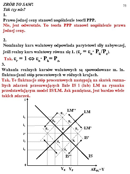 ZRÓB TO SAM! 75 Tak czy nie? 1. Prawo jednej ceny stanowi uogólnienie teorii