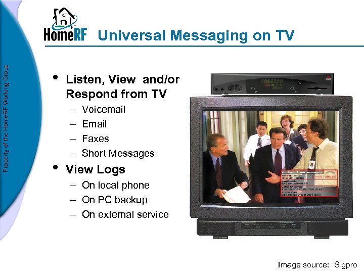 Property of the Home. RF Working Group Universal Messaging on TV • • Listen,