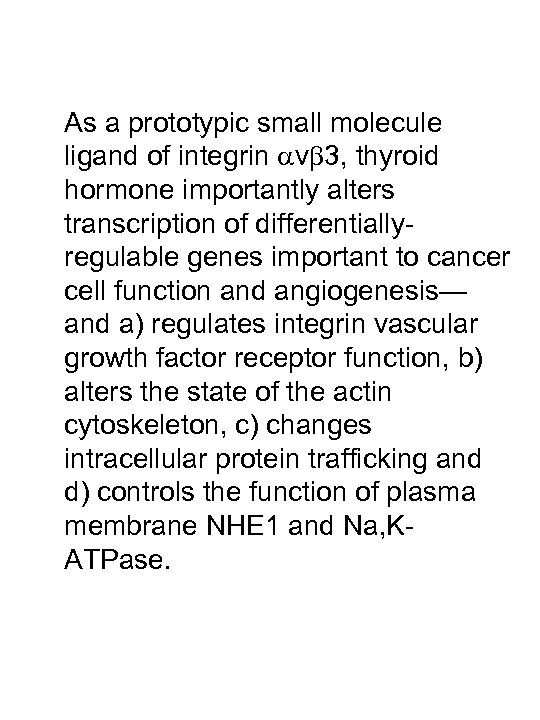 As a prototypic small molecule ligand of integrin avb 3, thyroid hormone importantly alters