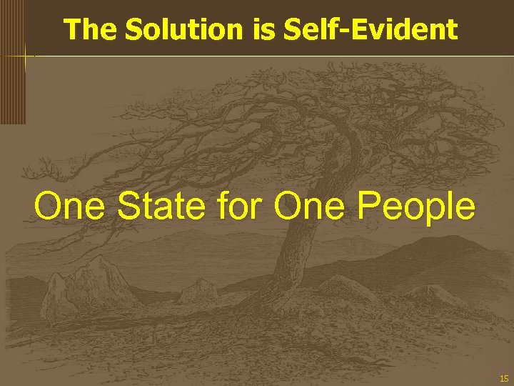 The Solution is Self-Evident One State for One People 15 