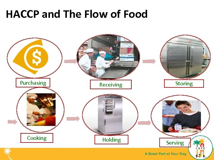 HACCP and The Flow of Food Purchasing Receiving Cooking Holding Storing Serving 6 