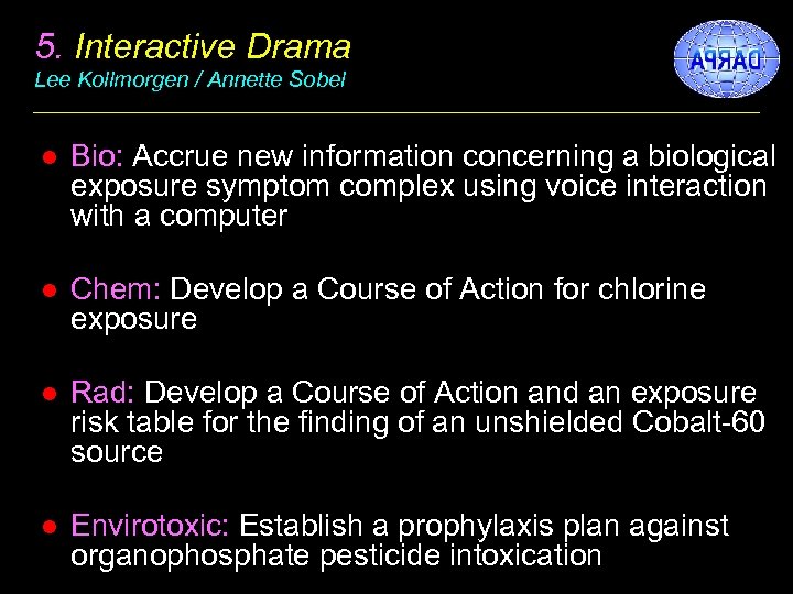 5. Interactive Drama Lee Kollmorgen / Annette Sobel l Bio: Accrue new information concerning