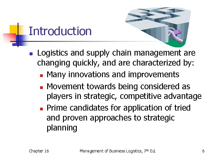 Introduction n Logistics and supply chain management are changing quickly, and are characterized by: