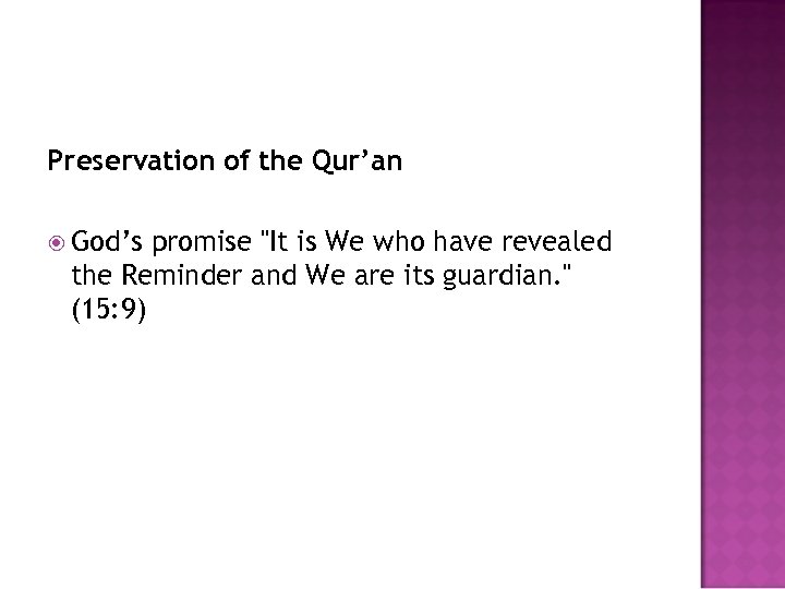 Preservation of the Qur’an God’s promise 