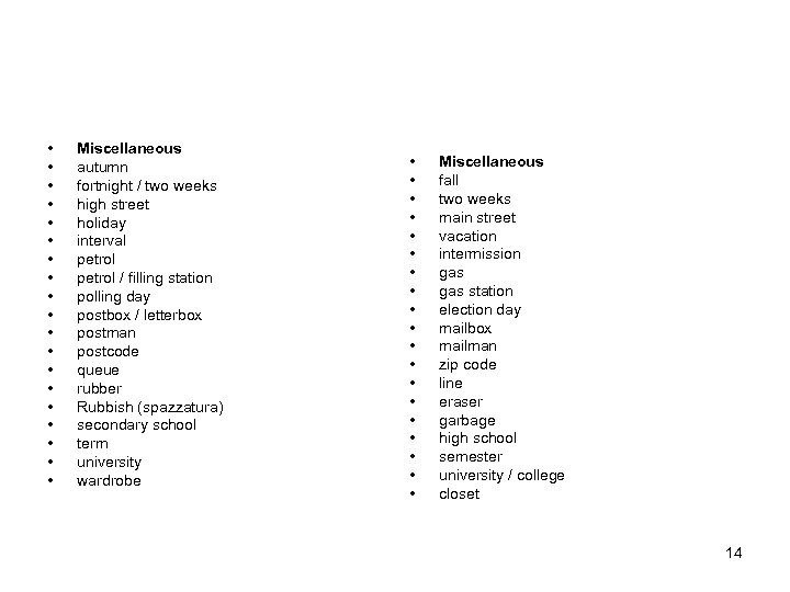  • • • • • Miscellaneous autumn fortnight / two weeks high street