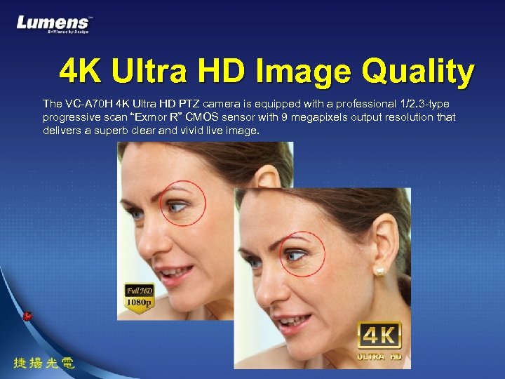 4 K Ultra HD Image Quality The VC-A 70 H 4 K Ultra HD