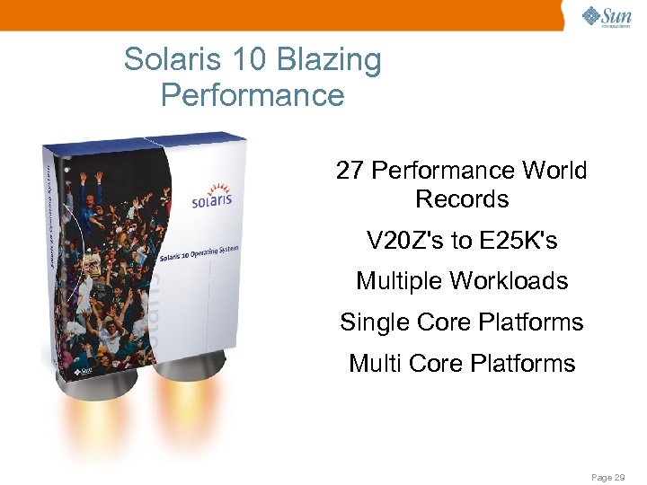 Solaris 10 Blazing Performance 27 Performance World Records V 20 Z's to E 25