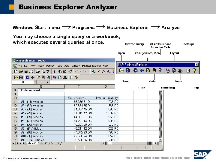 Business Explorer Analyzer Windows Start menu → Programs → Business Explorer → Analyzer You