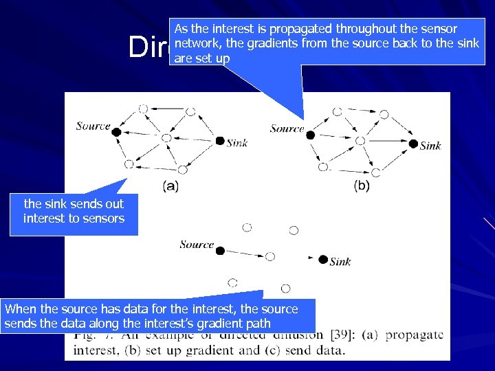 As the interest is propagated throughout the sensor network, the gradients from the source