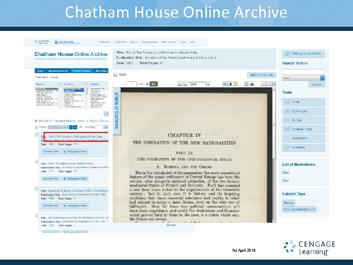 Chatham House Online Archive 1 st April 2014 