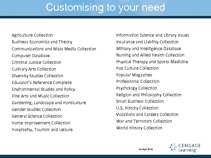 Customising to your need Agriculture Collection Business Economics and Theory Communications and Mass Media