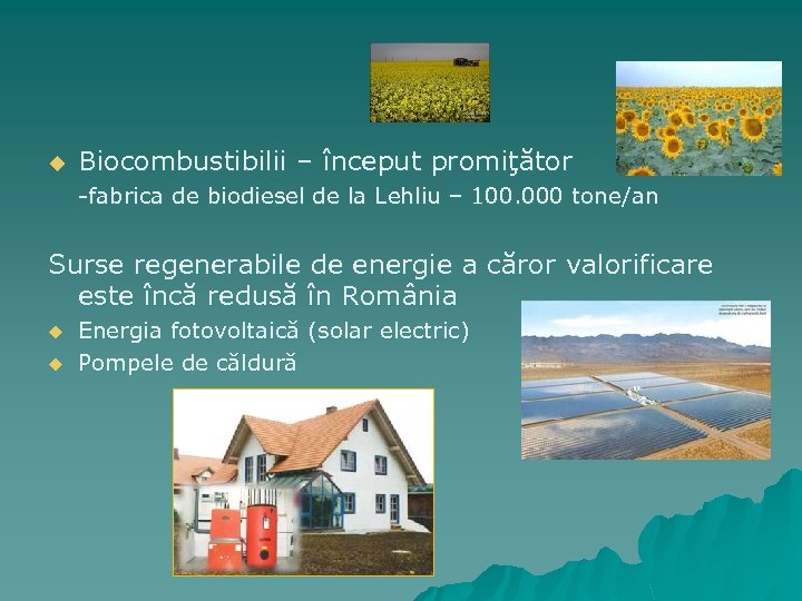 u Biocombustibilii – început promiţător -fabrica de biodiesel de la Lehliu – 100. 000