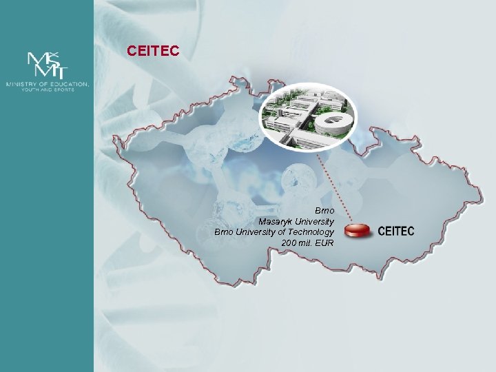 CEITEC Brno Masaryk University Brno University of Technology 200 mil. EUR 9 