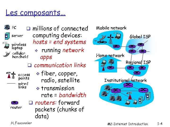 Les composants… PC q millions of connected computing devices: hosts = end systems wireless