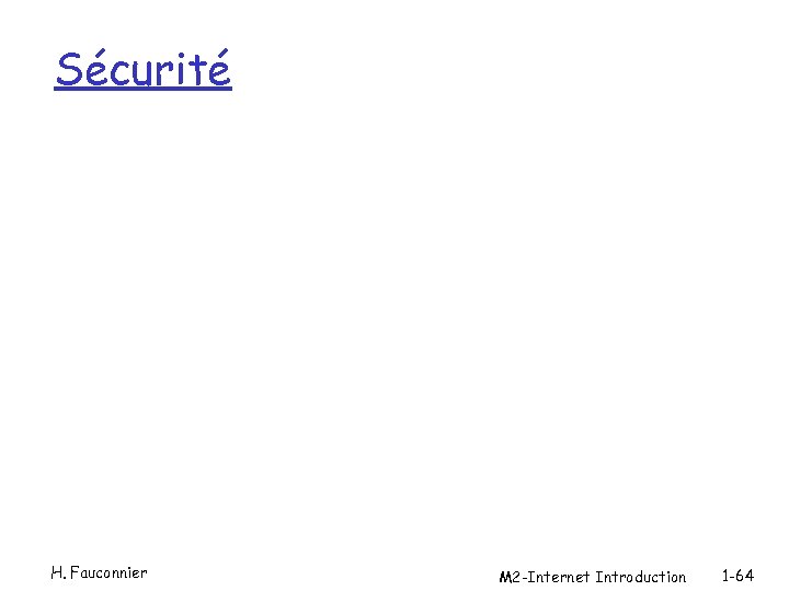 Sécurité H. Fauconnier M 2 -Internet Introduction 1 -64 