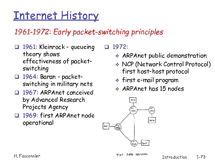 Internet History 1961 -1972: Early packet-switching principles q 1961: Kleinrock - queueing theory shows