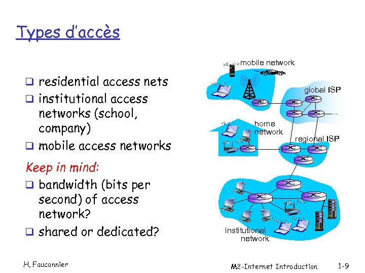 Types d’accès mobile network q residential access nets global ISP q institutional access networks