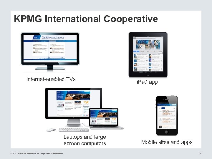 KPMG International Cooperative Internet-enabled TVs Laptops and large screen computers © 2013 Forrester Research,