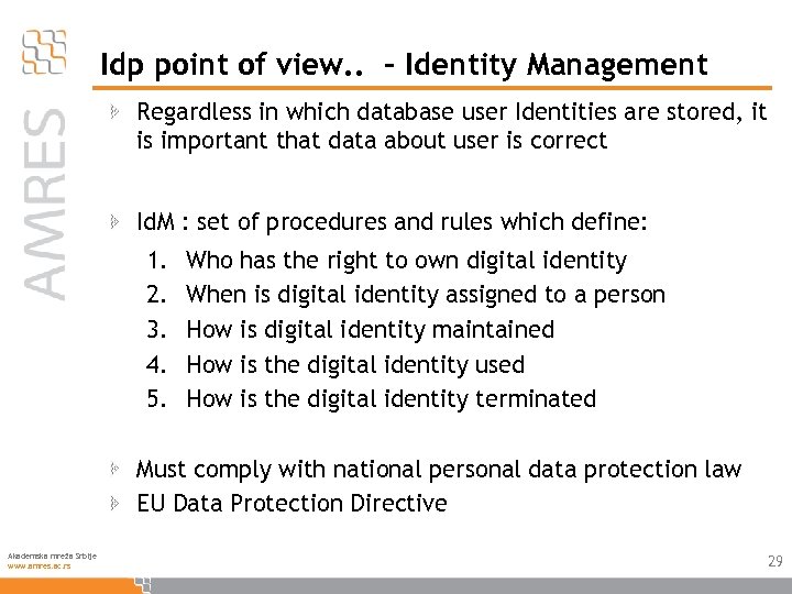 Idp point of view. . - Identity Management Regardless in which database user Identities