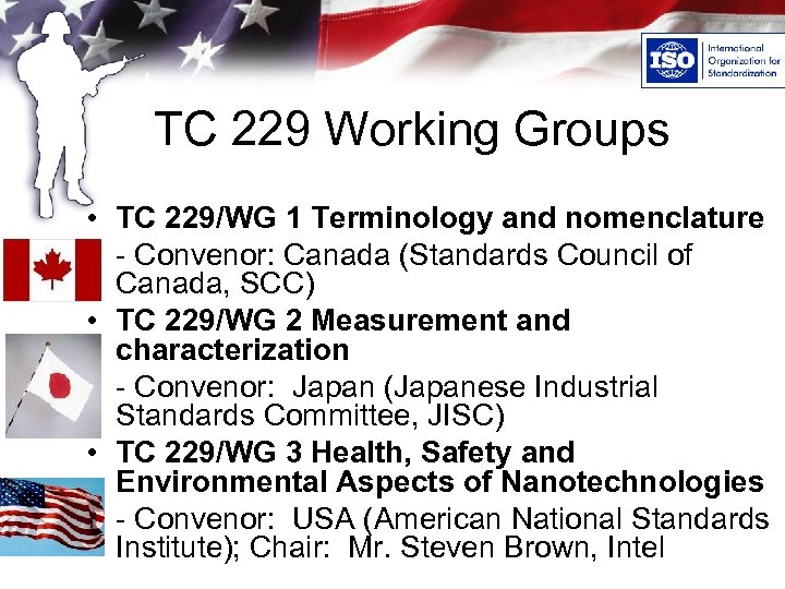 TC 229 Working Groups • TC 229/WG 1 Terminology and nomenclature - Convenor: Canada