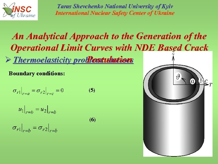 Taras Shevchenko National University of Kyiv International Nuclear Safety Center of Ukraine An Analytical