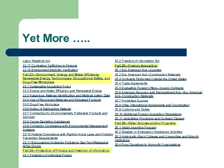 Yet More …. . Labor Relations Act 22. 17 Combating Trafficking in Persons 22.