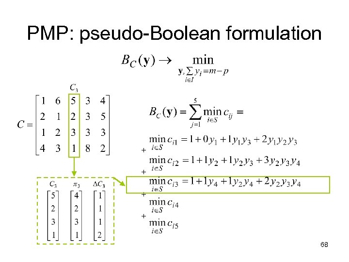 PMP: pseudo-Boolean formulation + + 68 