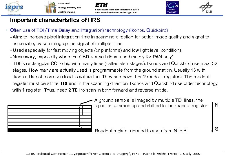Institute of Photogrammetry and Geo. Information Important characteristics of HRS • Often use of