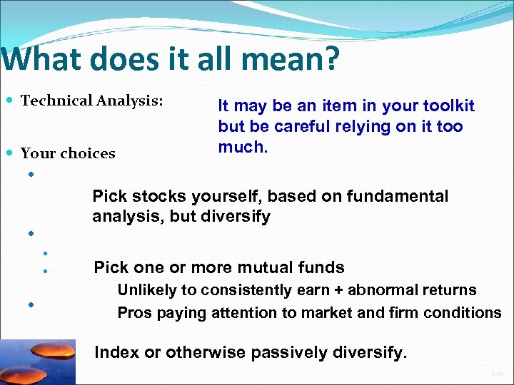 What does it all mean? Technical Analysis: Your choices It may be an item