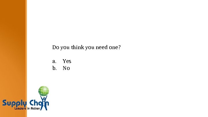 Do you think you need one? a. b. Yes No 