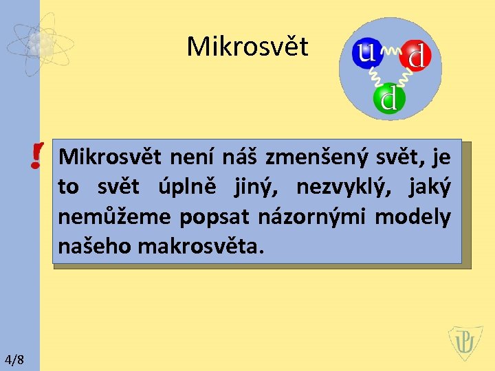 Mikrosvět není náš zmenšený svět, je to svět úplně jiný, nezvyklý, jaký nemůžeme popsat