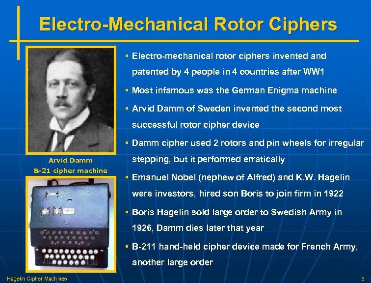 Electro-Mechanical Rotor Ciphers § Electro-mechanical rotor ciphers invented and patented by 4 people in