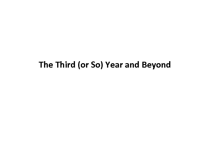 The Third (or So) Year and Beyond 