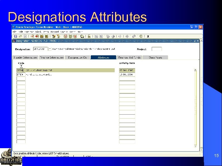 Designations Attributes 15 