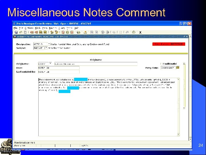 Miscellaneous Notes Comment 24 