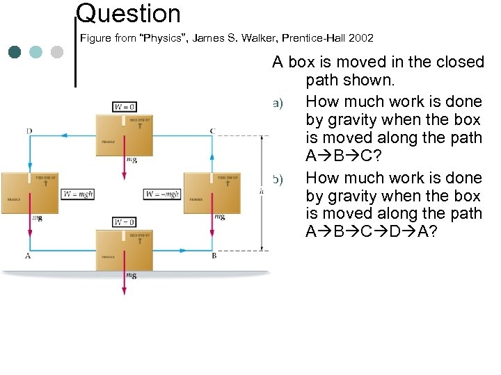 Question Figure from “Physics”, James S. Walker, Prentice-Hall 2002 A box is moved in