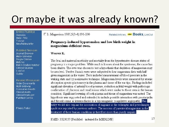 Or maybe it was already known? 17 