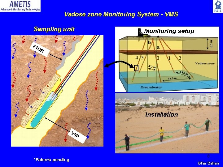 Vadose zone Monitoring System - VMS Sampling unit Monitoring setup FT DR Installation VS