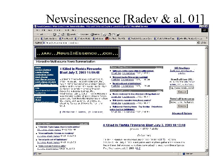 Newsinessence [Radev & al. 01] 