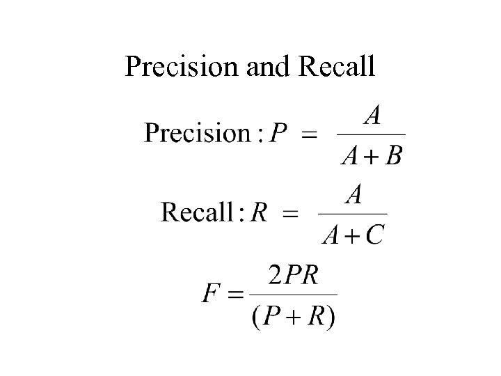 Precision and Recall 