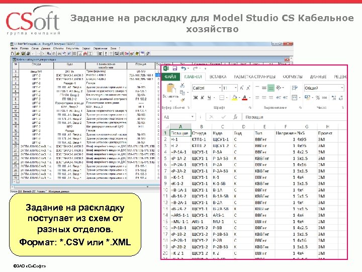 Задание на раскладку для Model Studio CS Кабельное хозяйство Задание на раскладку поступает из